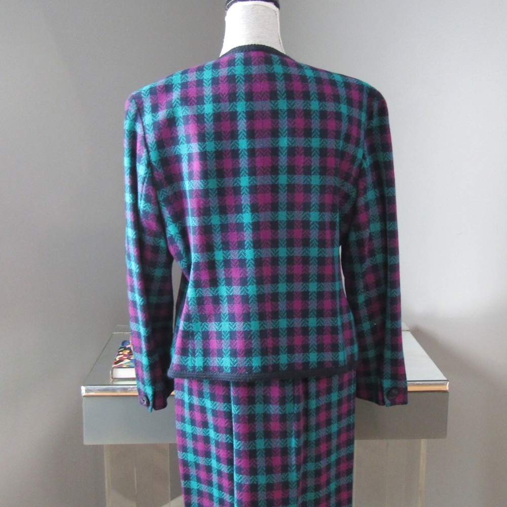 Vintage Pendlleton Teal & Violet Wool Skirt Suit - Picture 4 of 7